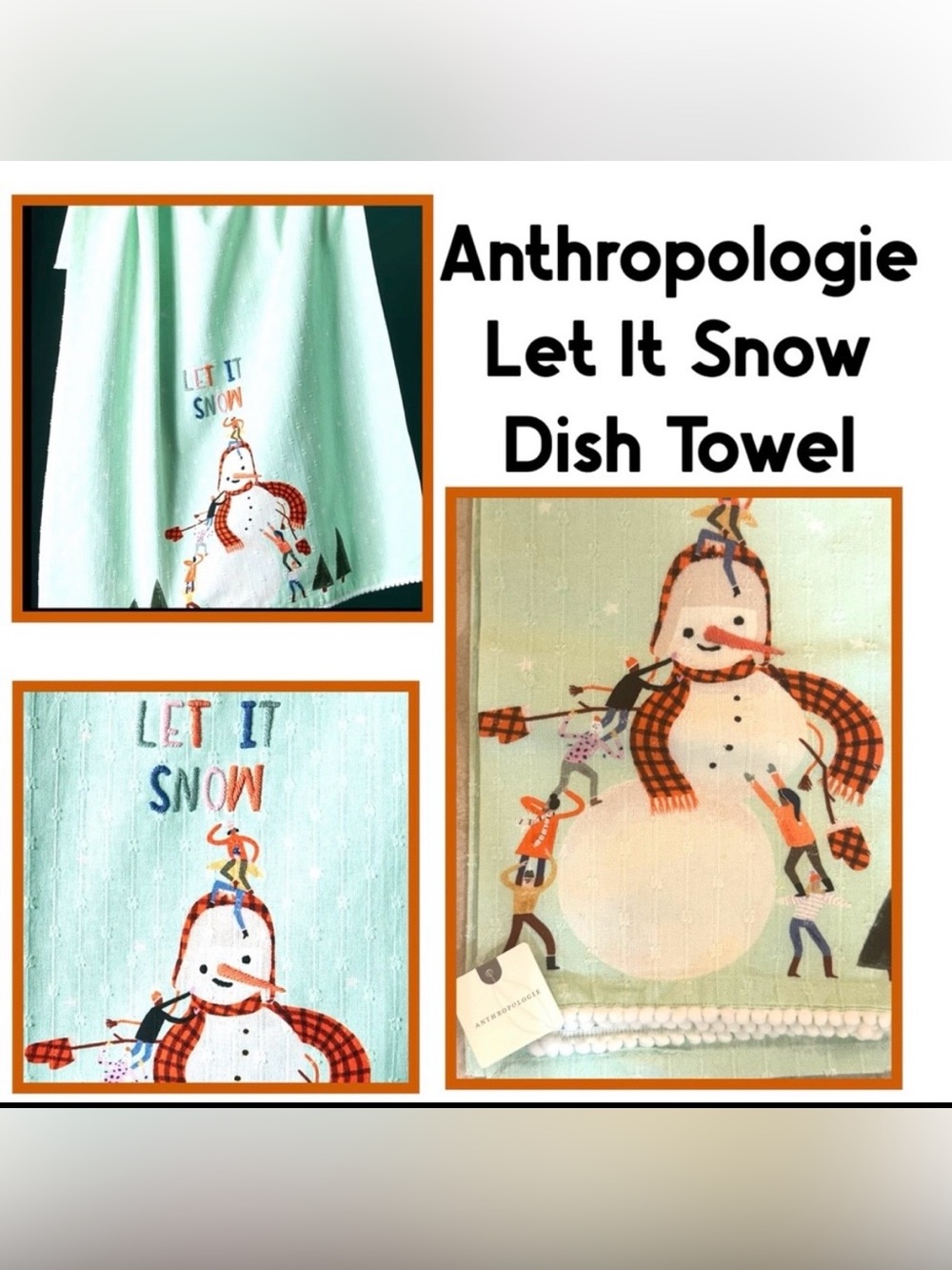 Anthropologie Let It Snow Dish Towel